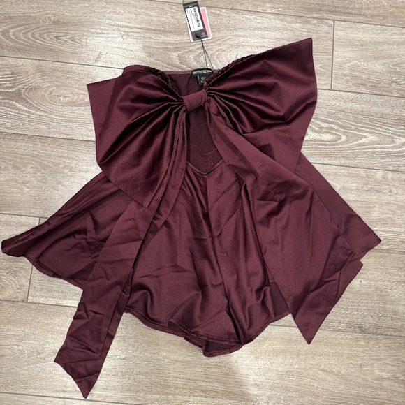 PLT Burgundy Bow Romper - Picture 1 of 4